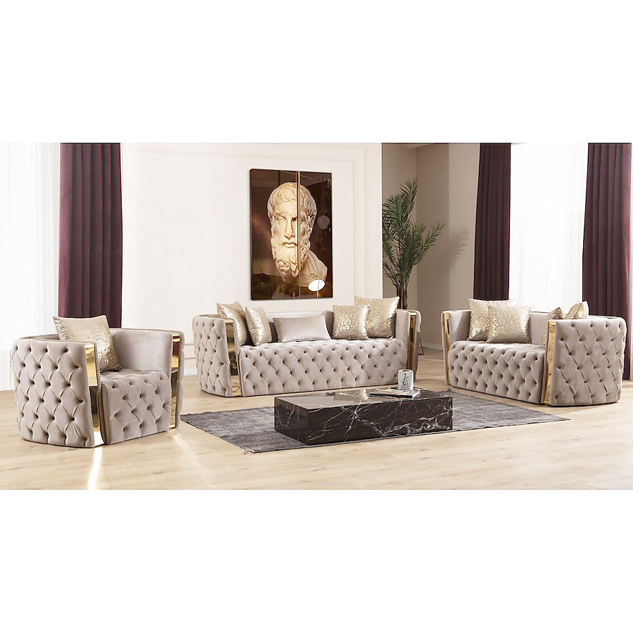 Home Office Furniture Sets - Moderne Luxus-Sofagarnitur mit Edelstahlrahmen, Heimtextilien, Wohnzimmer,
