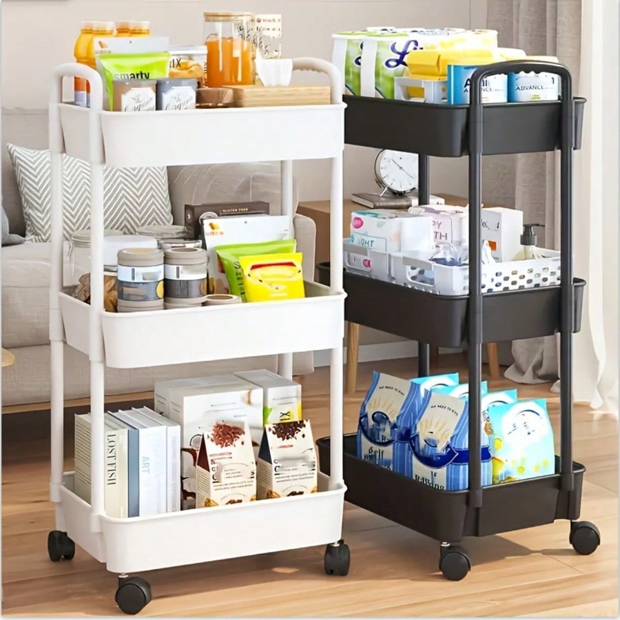 Home Office Furniture Sets - 3-stöckiger Rollwagen mit herausnehmbarer Schublade, mobiler
