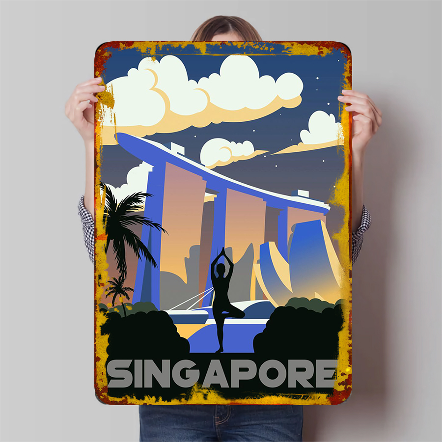 Home Office Singapore - Singapur Marina Bay Sands Yoga Silhouette
