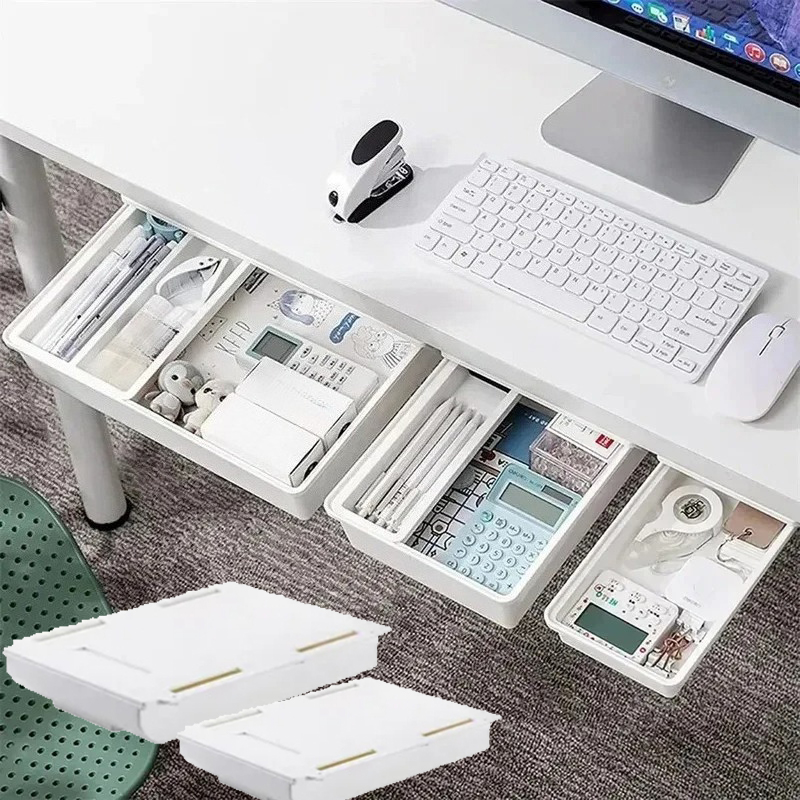 Home Office Furniture Sets - Versteckte Aufbewahrungsbox Selbstklebende Schubladenbox Unter-Schreibtisch-Aufbewahrung Ausziehbare