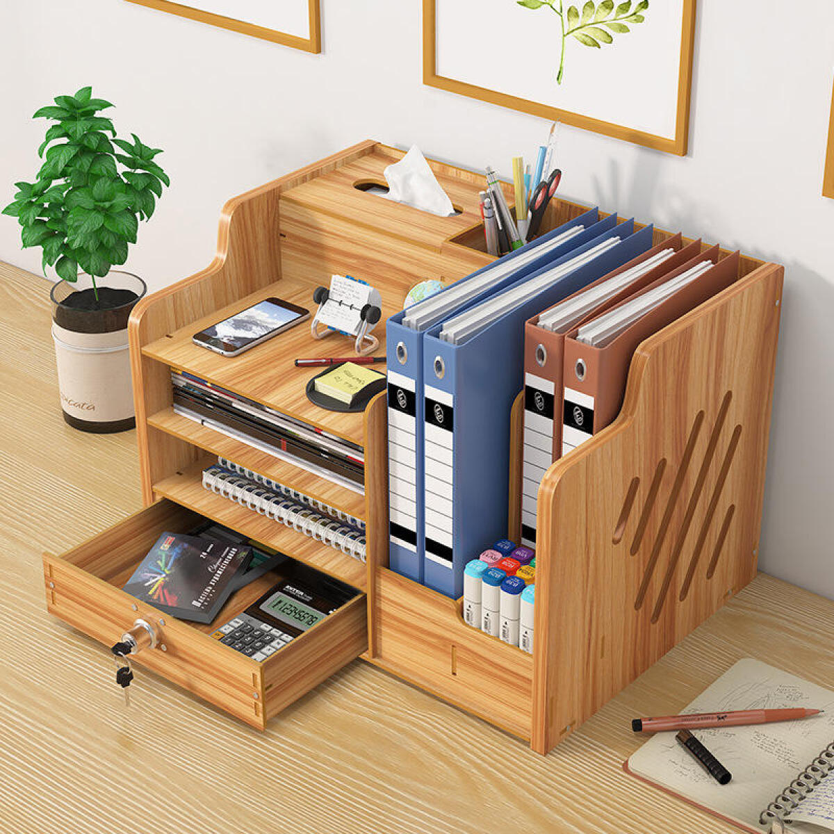 Letter Tray Desk - Organizer-Regal aus Holz für Zuhause, Schreibtisch-Aufbewahrungsbox