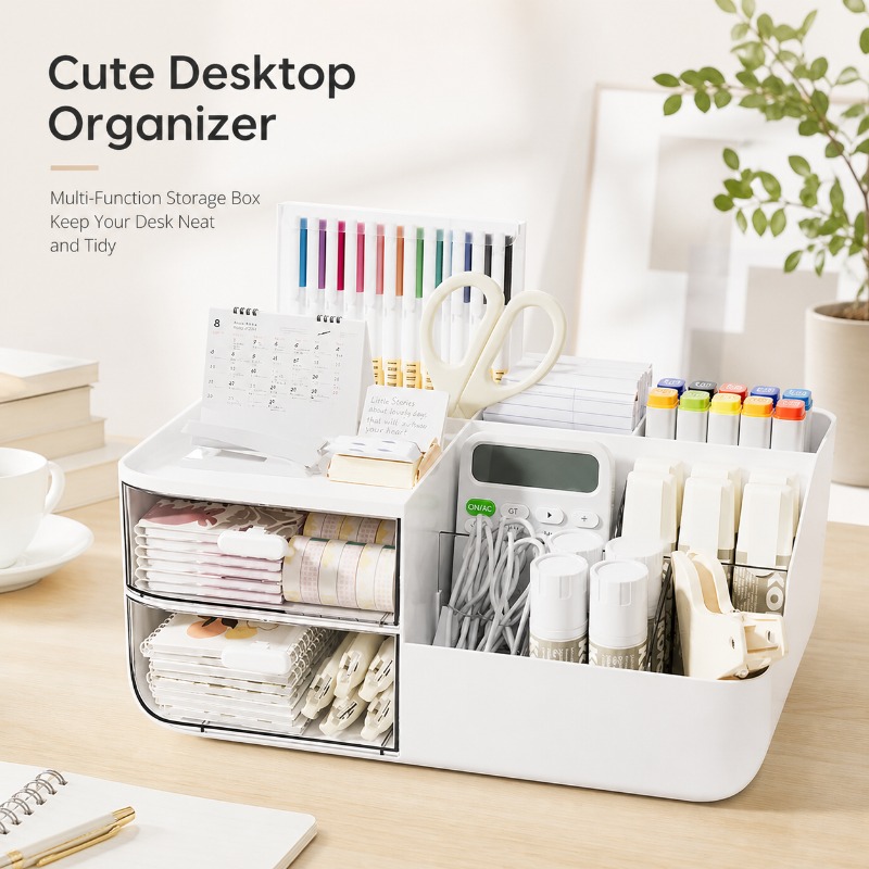 Home Office Furniture Sets - Schubladenartiger Desktop-Aufbewahrungsorganizer, mehrteilige Kosmetik- und Schreibwaren-Aufbewahrungsbox,