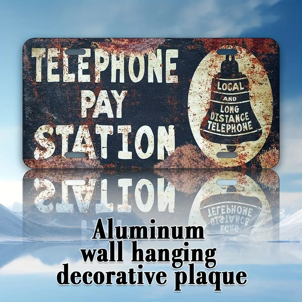 Home Office Pay - Blechschild - Telefon-Zahlstation mit Klingel, Vintage,