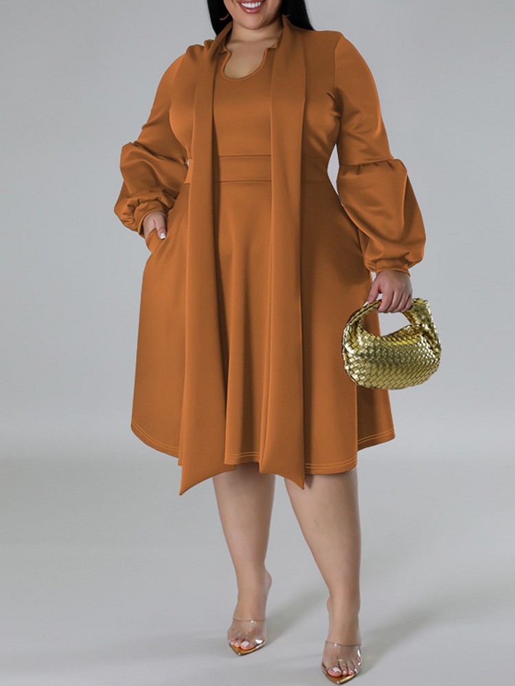 Home Office Makeover - XL-5XL plus size elegantes Midi kleid