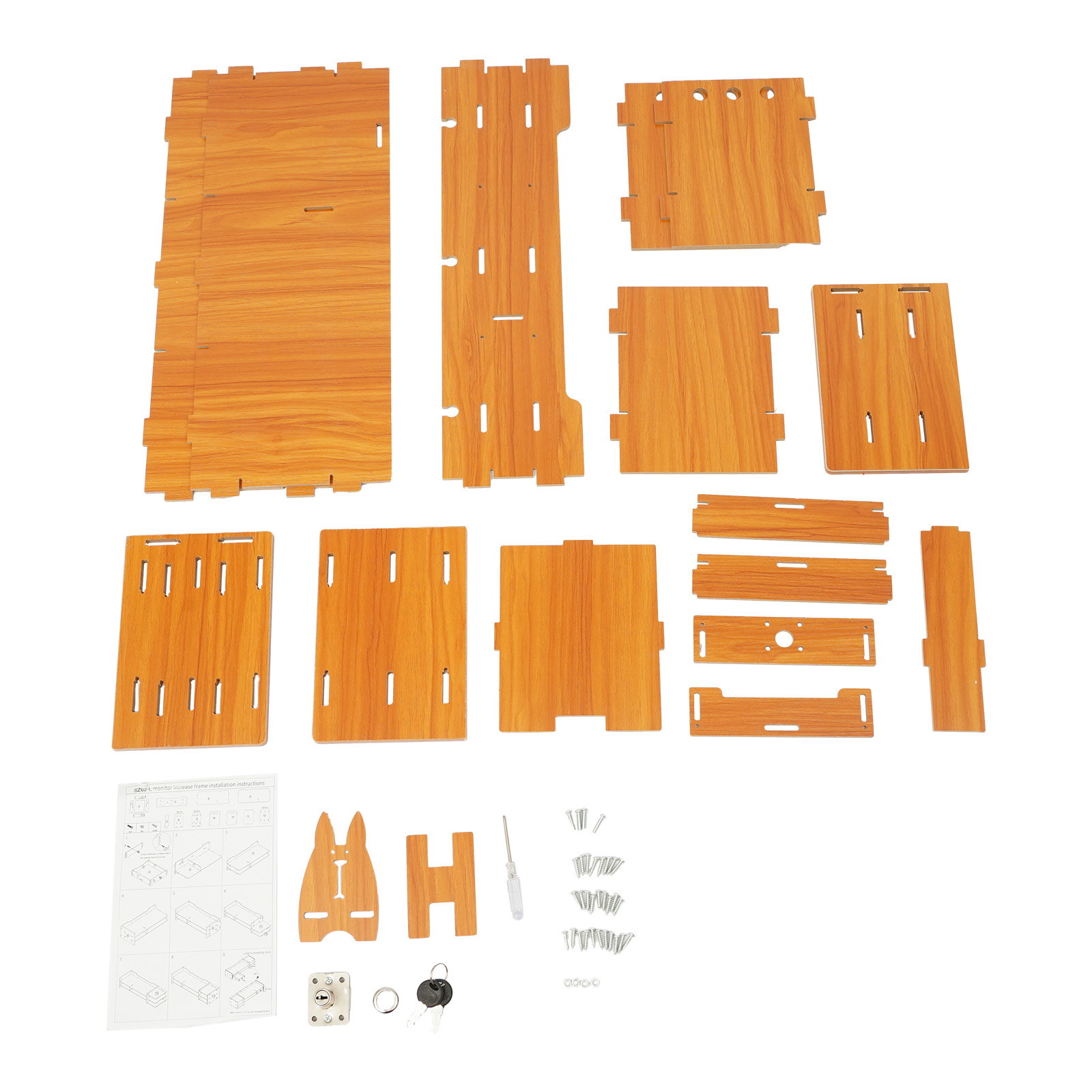 Home Office Furniture Sets - Ergonomischer MDF-Monitorständer mit 3 abschließbaren Schubladen,