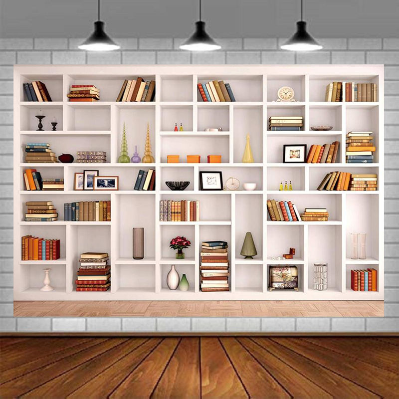 Weißes Bücherregal Fotografie- – Home Office Zoom Background Bewertung und Preis