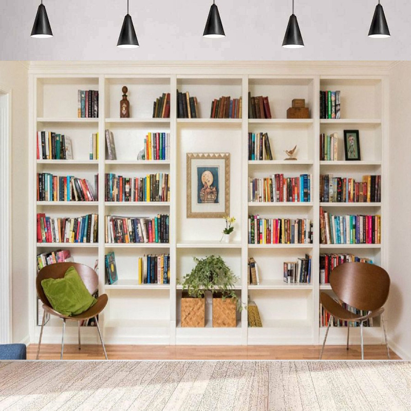 Weißes Bücherregal Fotografie- – Home Office Zoom Background Bewertung und Preis