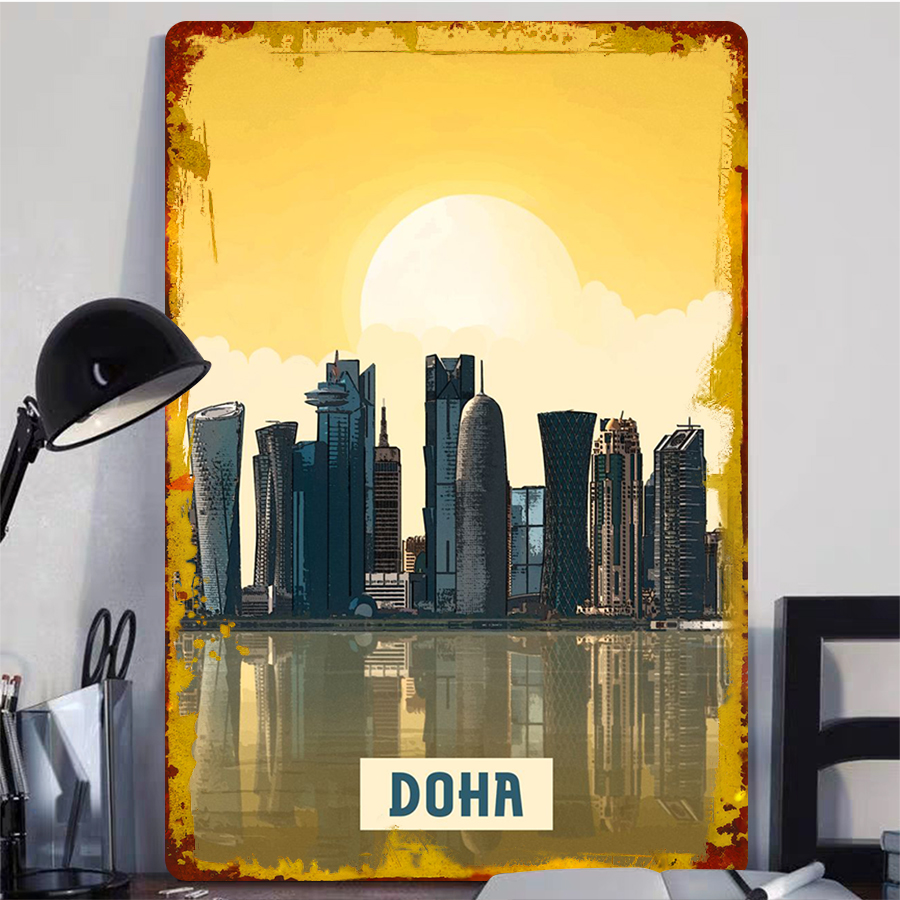 Doha Skyline Metall Wandkunst  – Home Office Qatar Bewertung und Preis